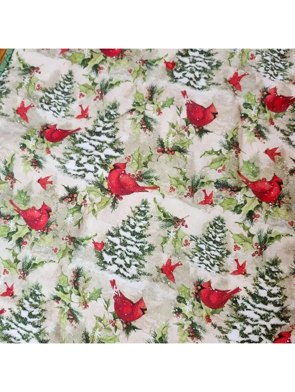 Handmade Holiday White Horse Cardinal Bird Trees Winter Wall Hanging 35x42 Inch